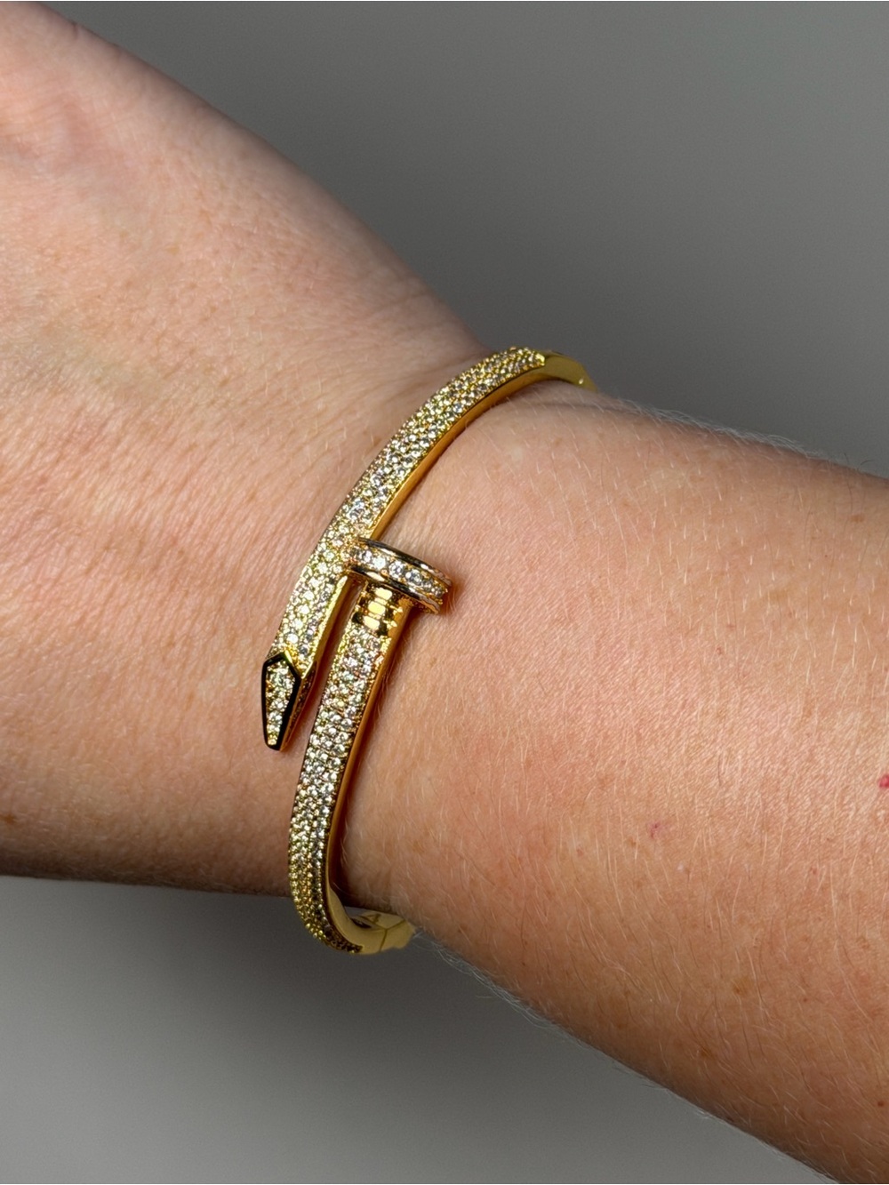 Unk Gold Crystal Nail-Style Cuff Bracelet